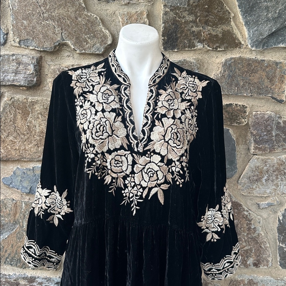 Johnny Was | Olenna Velvet Henley Boho dress size Large - Picture 5 of 10